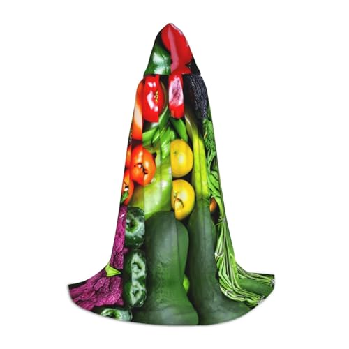 SABFWF Kapuzenumhang mit frischem Gemüse und Früchten, für Herren, Zauberer-Umhang mit Kapuze, perfekt für Halloween und Cosplay von SABFWF