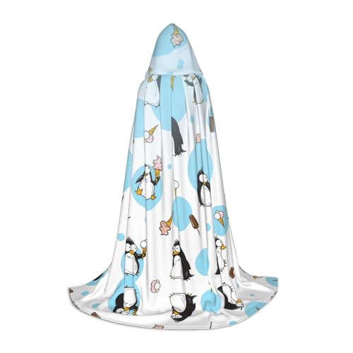 SABFWF Kapuzenumhang mit süßem Pinguin-Druck, für Herren, Zauberer-Umhang mit Kapuze, perfekt für Halloween und Cosplay von SABFWF