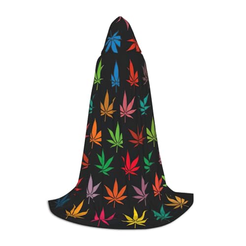 SABFWF Umhang mit Kapuze für Herren, mit buntem Cannabisblätter-Druck, Zauberer-Umhang mit Kapuze, perfekt für Halloween und Cosplay SABFWF Umhang mit Kapuze für Herren, mit buntem Cannabisblätter-Druck, Zauberer-Umhang mit Kapuze, perfekt für Halloween und Cosplay von SABFWF