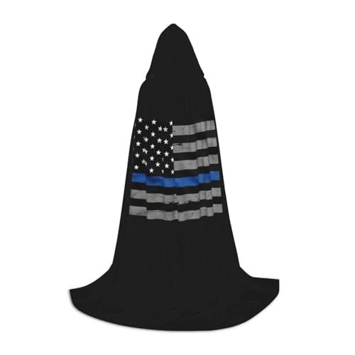 SABFWF Umhang mit amerikanischer blauer Flagge, für Herren, Zauberer-Umhang mit Kapuze, perfekt für Halloween und Cosplay von SABFWF