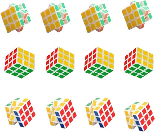 Mini Zauberwürfel 3x3x3 Speed Cube Set, Cube Puzzle 12 Stück Mini Würfel, Zauberwürfel Original Speedcube Stickerless, Kinder Geduldspiel, Cube Spielzeug für Kinder Erwachsene von SABVITA