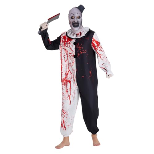 SAEWTINOR 5-teiliges Art der Clown-Kostüm, Overall, Outfit, Halloween, Herren, Cosplay, Terrifier-Kostüm mit Maske, Messer, Handschuhen, Weiß/Rot, L SAEWTINOR 5-teiliges Art der Clown-Kostüm, Overall, Outfit, Halloween, Herren, Cosplay, Terrifier-Kostüm mit Maske, Messer, Handschuhen, Weiß/Rot, L von SAEWTINOR
