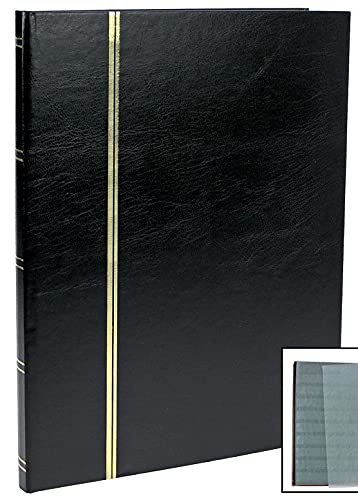 Safe 158 Briefmarkenalbum Einsteckbuch Großformat 16 Schwarze Seiten | mit Goldlinienprägung auf Deckel und Rücken. von SAFE