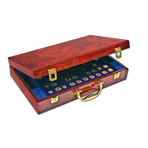 SAFE 169 Wurzelholz Münzkoffer für 300 Münzen + 6 königsblauen Tableaus - Format: 410 x 255 x 85 mm SAFE 169 Wurzelholz Münzkoffer für 300 Münzen + 6 königsblauen Tableaus - Format: 410 x 255 x 85 mm von SAFE