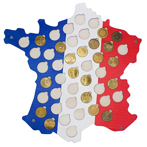 SAFE 3941 Frankreich Karte Holz für 45 Medaille Touristique | Zubehör für Touristik-Medaillen oder Souvenirmünzen zum aufhängen | mit Schutzplatte aus Plexiglas | 43.5 x 44 x 0.5 cm von SAFE