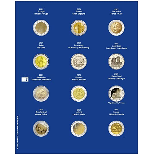 SAFE 7302-35 Ergänzungsblatt für 2 Euro Münzen in Kapseln für das Jahr 2021 von SAFE