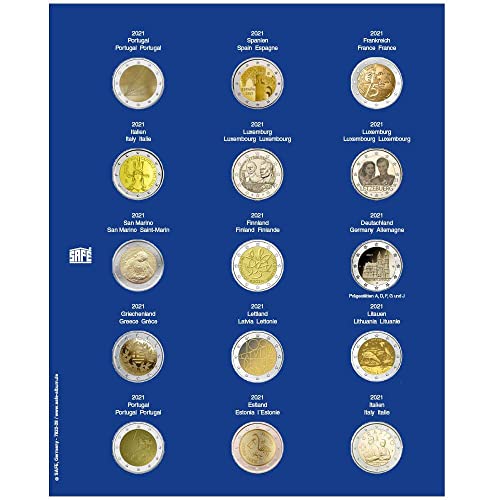 SAFE Ergänzungsblatt Nr 7822-28 für 2 Euro Münzen Jahrgang 2021 | geeignet für TOPset-Album von SAFE