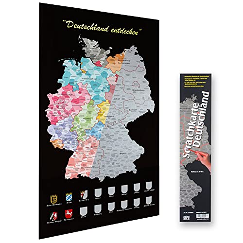 SAFE Scratch Rubbelkarte Deutschland, Scratchkarte. Einfach freirubbeln, wo Man Schon gewesen ist, auch sehr schön als Wanderkarte, EIN tolles Geschenk. von SAFE
