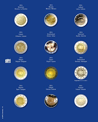 SAFE 7302-18 Ergänzungsblatt für 2 Euro Münzen in Kapseln für das Jahr 2015 von SAFE