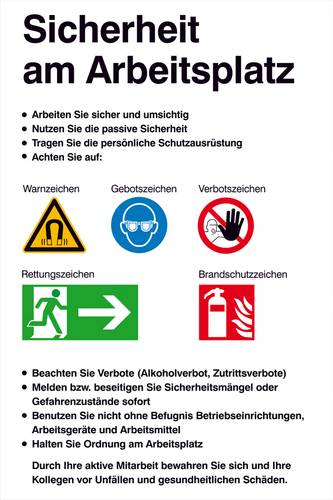 SafetyMarking 43.A9511 Aushang Sicherheitskennzeichnung Sicherheit am Arbeitsplatz Kunststoff (B x H von SAFETYMARKING