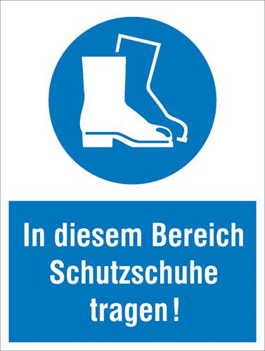 Gebotsschild Fußschutz benutzen Kunststoff (B x H) 300mm x 400mm ISO 7010 1St. von SAFETYMARKING
