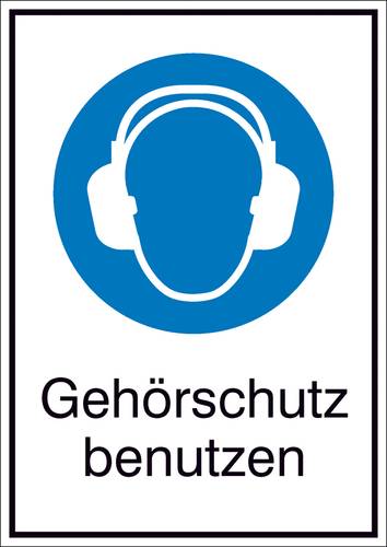Gebotsschild Gehörschutz benutzen Folie selbstklebend (B x H) 131mm x 185mm ISO 7010 1St. von SAFETYMARKING