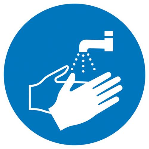Gebotsschild Hände waschen, Hygiene und Abstand Folie selbstklebend (Ø) 200mm ISO 7010 1St. von SAFETYMARKING