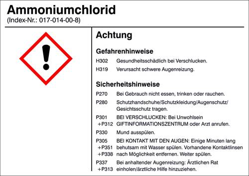 SafetyMarking 21.B1200.03 Gefahrstoffetikett G003 Ammoniumchlorid Folie selbstklebend (B x H) 105mm von SAFETYMARKING