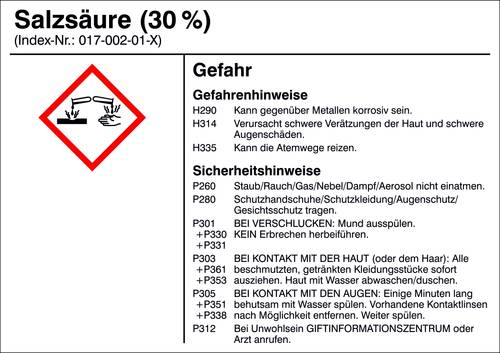SafetyMarking 21.B1200.18 Gefahrstoffetikett G018 Salzsäure (30%) Folie selbstklebend (B x H) 105mm von SAFETYMARKING