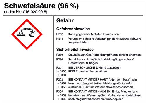 SafetyMarking 21.B1200.19 Gefahrstoffetikett G019 Schwefelsäure (96%) Folie selbstklebend (B x H) 1 von SAFETYMARKING