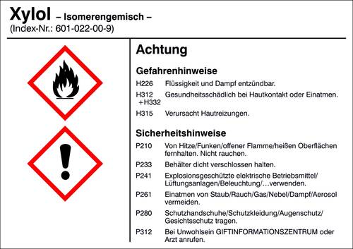 SafetyMarking 21.B1200.22 Gefahrstoffetikett G022 Xylol, Isomerengemisch Folie selbstklebend (B x H) von SAFETYMARKING
