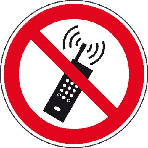 Verbotsschild Eingeschaltetete Mobiltelefone verboten Aluminium (Ø) 100mm ISO 7010 1St. von SAFETYMARKING
