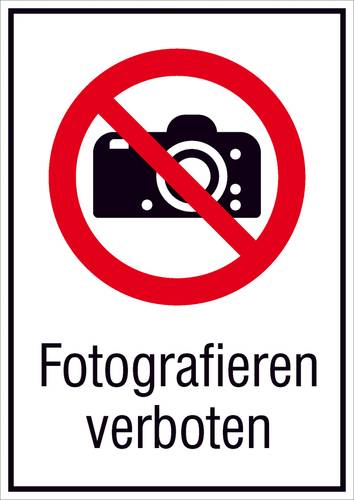 Verbotsschild Fotografieren verboten Folie selbstklebend (B x H) 131mm x 185mm ISO 7010 1St. von SAFETYMARKING