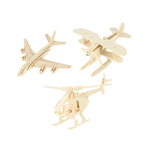 SAFIGLE 1 Satz 3 STK Flugzeugmodell Hölzern Modellflugzeuge 3D-Flugzeug-kit 3D-rätsel 3D-bausatz Aus Holz Holzmodelle Diorama Holzspielzeug Holzbausteine Spielzeug Holz Kind Puzzle von SAFIGLE