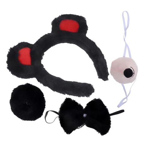 SAFIGLE Niedliches Bärenkostüm-stirnband Mit Und Fliege Tierohr-stirnband-set Für Halloween-party Cosplay von SAFIGLE