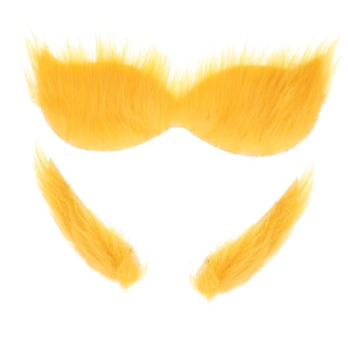 SAFIGLE 1 Satz Bart- Und Augenbrauenset Perücken Bartschere Bart-kit Gelber Schnurrbart Borste Bartroller Gesicht Falsche Bart-augenbrauen Schnurrbart-kostüm Bartformer Eber Stoff Yellow von SAFIGLE