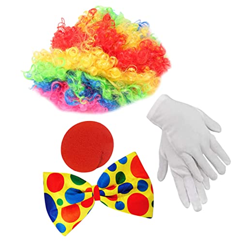 SAFIGLE 4-Teiliges Clown KostüM Set - Bunte PerüCke, Rote Nase, WeißE Handschuhe, Punkte Fliege - Perfekt FüR Karneval, Halloween, Themenpartys Und BüHnenauftritte SAFIGLE 4-Teiliges Clown KostüM Set - Bunte PerüCke, Rote Nase, WeißE Handschuhe, Punkte Fliege - Perfekt FüR Karneval, Halloween, Themenpartys Und BüHnenauftritte von SAFIGLE
