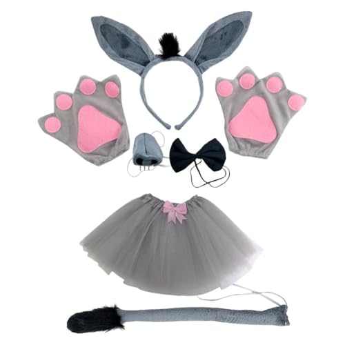 SAFIGLE 1 Satz Donkey Kostüm Set für Erwachsene Teiliges Cosplay Zubehör mit Eselsohren Haarreif und Nase für Halloween Mottopartys und Karneval von SAFIGLE