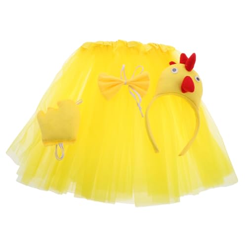 SAFIGLE 1 Satz Hahn-Anziehset Cosplay-Outfit Kleider für kleine Mädchen Kostüme für Nutztiere -Tier-Kostüm Huhn-Tier-Stirnband verkleiden sich Tutu-Kleid für Mädchen Tuch Yellow von SAFIGLE