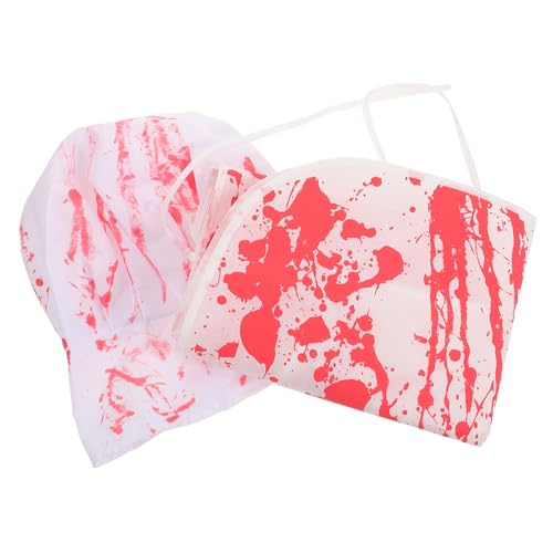 SAFIGLE 1 Satz Halloween Bloody Kochkostüm Set mit Schürze und Mütze Gruselige Zombie Kostüm Accessoires für Horrorhaus Events Cosplay und Halloween Partys von SAFIGLE
