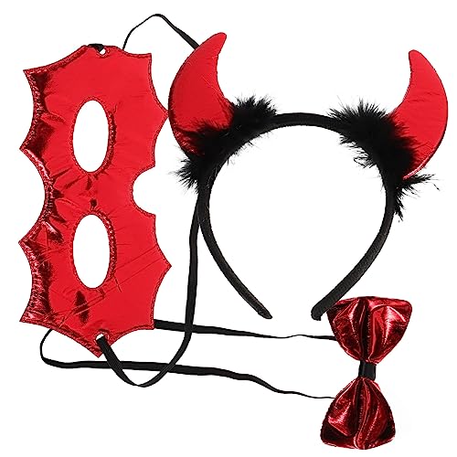 SAFIGLE 1 Satz Halloween Teufel Horn Stirnband mit Fliege und Augenmaske Cosplay Zubehör für Partys und Aufführungen für Kostüme und Fotosessions SAFIGLE 1 Satz Halloween Teufel Horn Stirnband mit Fliege und Augenmaske Cosplay Zubehör für Partys und Aufführungen für Kostüme und Fotosessions von SAFIGLE