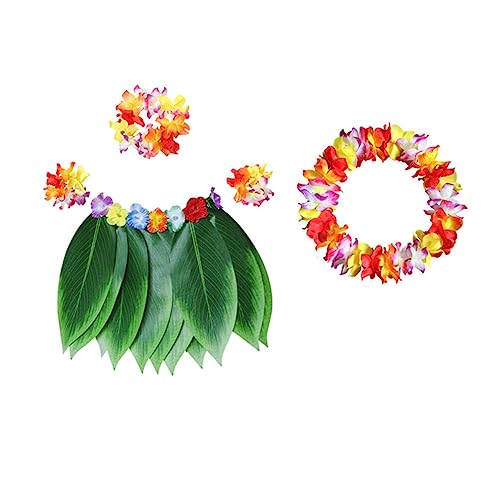 SAFIGLE 1 Satz Hawaiianische Kostümsets Luau Blätter Rock Hawaii-brille Hawaiianisches Laua Partyzubehör Hawaiianisches Kostüm Luau Kostüm Set Hawaii-blattrock Bankett Mädchen Armband von SAFIGLE