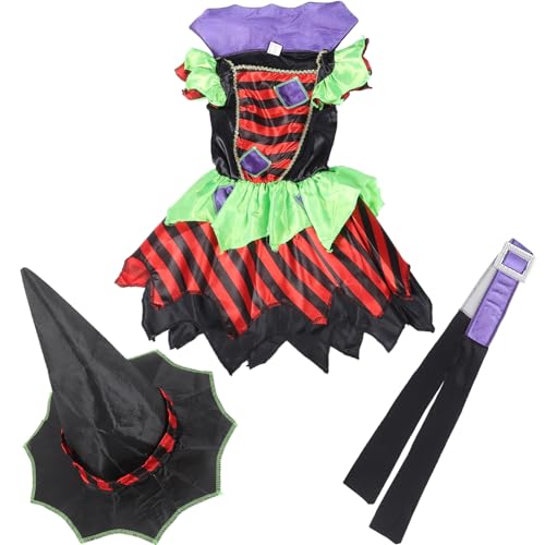 SAFIGLE 1 Satz Hexenkostüm mit Hut und Umhang für Halloween Cosplay Outfit für Mädchen für Rollenspiele und Besondere Anlässe von SAFIGLE