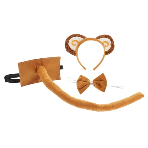 SAFIGLE 1 Satz Kopfschmuck Mit Affenohren Mäuseohren Und - Affenkostüm Haken Kopfbedeckung Affensocken Kostümzubehör Stirnband Bogen Ratte Dschungelkostüm Bausatz -fleece von SAFIGLE