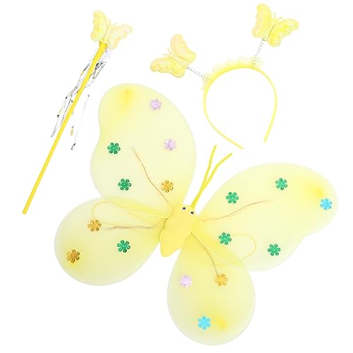 SAFIGLE 1 Satz Kostüm Dekorationen Fee Flügel Schmetterling Stirnband Mädchen Yellow Stoff von SAFIGLE