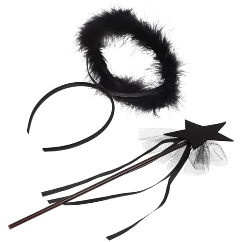 SAFIGLE 1 Satz Kostüm mit Haarband und Zauberstab Teiliges für Rollenspiele Karneval und Halloween Schwarzes Haarband und Heiligenschein für Kreative Fotorequisiten von SAFIGLE