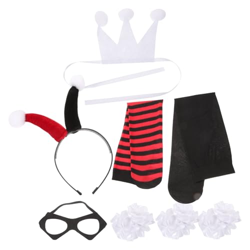 SAFIGLE 1 Satz Kostümset für Clown Zubehör mit Stirnband Maske und Socken für Halloween Feiern und Bühnenaufführungen Lange Requisiten für Unvergessliche von SAFIGLE