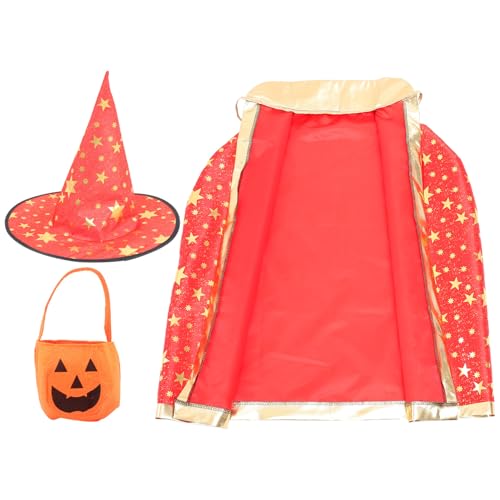SAFIGLE 1 Satz Kreativem Kürbismantel und Kürbiskorb für Teiliges Halloween Cosplay Set Rot für Kostümpartys und Festliche Anlässe von SAFIGLE