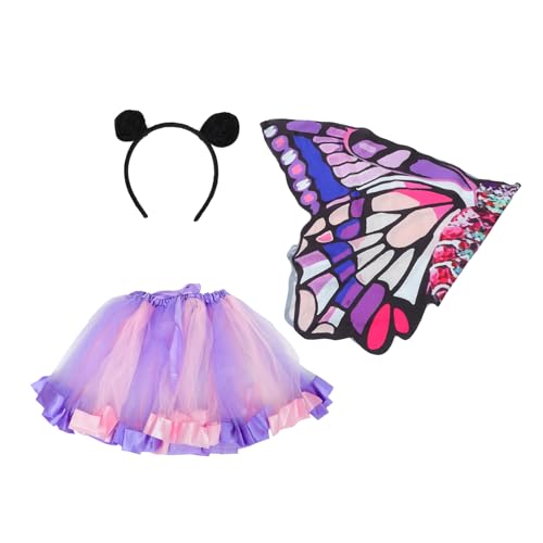 SAFIGLE 1 Set Tutu-rock Für Mädchen Cosplay Schmetterlingsflügel-kleid Performance-rock Für Halloween-party Bequemes Stilvolles Tutu-kleid Mit Schmetterlingen von SAFIGLE