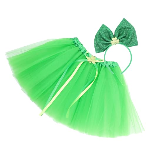 SAFIGLE 1 Satz Partykleidung Tragegurt Dekoration Kinderkommode St Patrick Stirnband Tutu - rock Und Stirnband St Patricks Zubehör St Patricks Day Kostüm Gittergewebe Green von SAFIGLE
