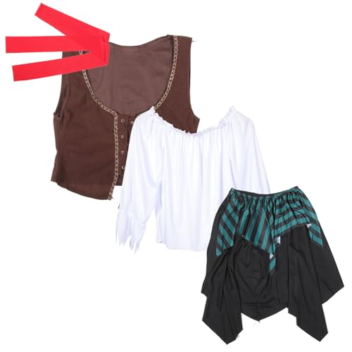 SAFIGLE 1 Satz Piratenkostüm für Erwachsene Cosplay Kostüm für Frauen Outfit für Halloween Partys und Bühnenauftritte Leicht und Langlebig mit Viel Spaß Beim Rollenspiel von SAFIGLE