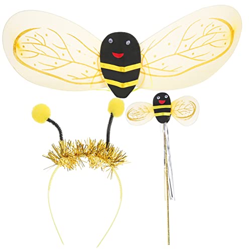 SAFIGLE 1 Satz Satz Requisiten Für Die Biene-show Bienenantennen-stirnband Kinderhalloween Kostüme Kleinkind-biene Bienenflügel Für Mädchen Bienenkostüm-requisiten Golden Pp von SAFIGLE