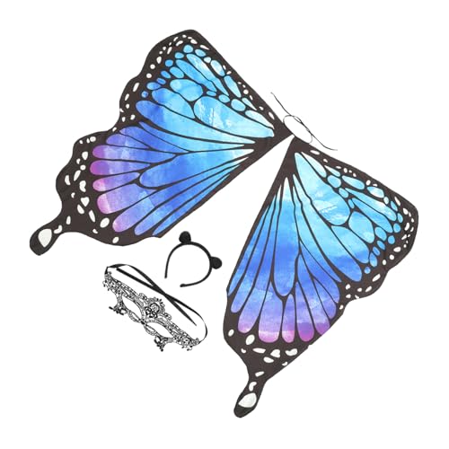 SAFIGLE 1 Satz Schmetterlings-Schal-Cape tragbarer Schmetterlingsumhang Maskerademaske für Erwachsene kopftuch kopftücher zarter Schmetterlingsumhang Kostüm-Requisite Polyester Blue von SAFIGLE