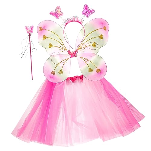 SAFIGLE 1 Satz Schmetterlings-stirnband Für Kleines Mädchen Flügel Ballettröckchen Regenbogen-tutu-rock Schmetterlingskostüm Für Schmetterlingsstab Requisite Polyester von SAFIGLE