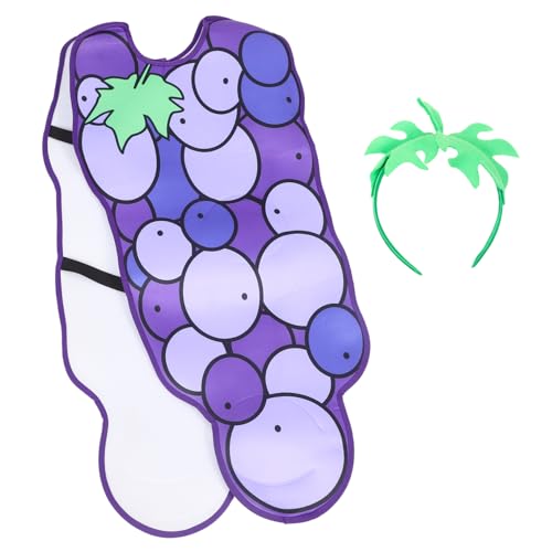 SAFIGLE 1 Satz Traubenkostüm Mädchen Halloween-Kostüm für hoch Traubenkleidung Traubenkostüm Party Gefälligkeiten Obststirnband Polyester (Polyester) Violett von SAFIGLE