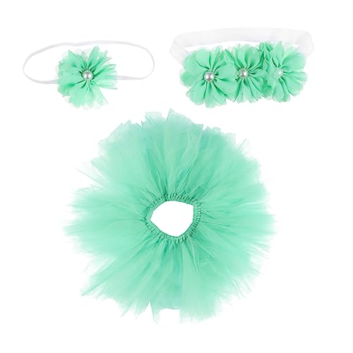 SAFIGLE 1 Satz Tutu Rock Dreiteiliges Set Requisite Für Babyfotografie -tutu-kleid Neugeborene Babykleidung Ballett-blasenröcke Babykleidung Für Neugeborene Kit Green Acryl von SAFIGLE