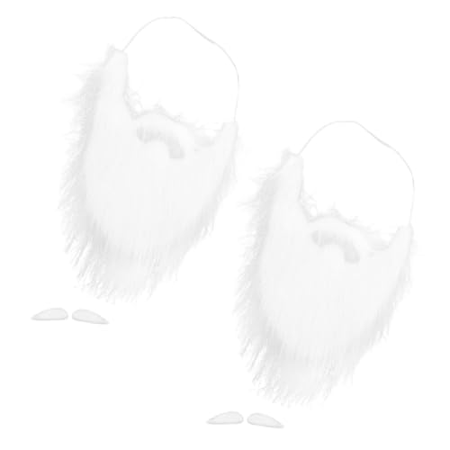 SAFIGLE 1 Satz Weihnachtsbart Augenbrauen Weihnachtsbärte Falsche Schnurrbärte Bart des Weihnachtsmannes Falscher Schnurrbart Weihnachts-Cosplay-kostüm Falsche Nase Bart-kit Plüsch- Weiß von SAFIGLE