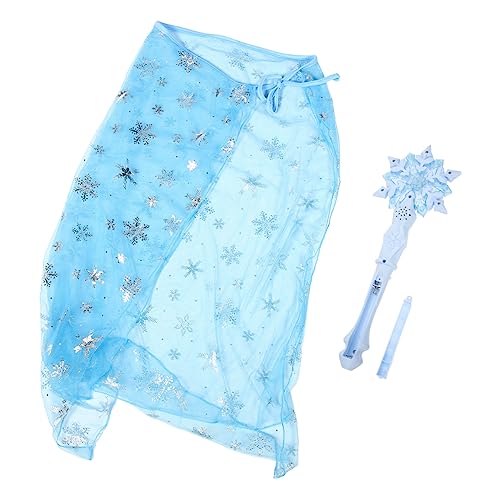 SAFIGLE 1 Satz Zauberstab Bausätze Capes Bausatz Fee Kind Mädchen Outfits Led Party Cosplay Kostüme Kleidung Glitzer Kleider Spielzeuge Prinzen-umhang-set Glühstab Blue Stoff von SAFIGLE