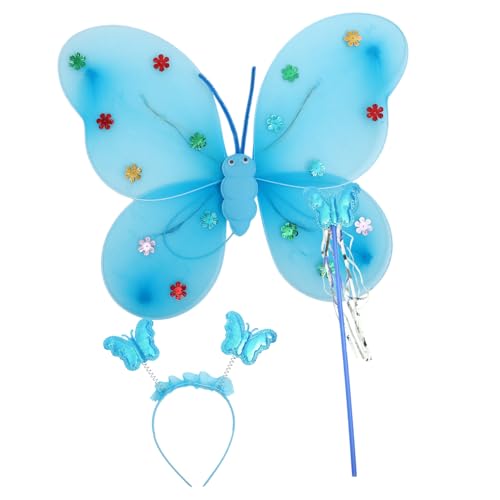 SAFIGLE 1 Satz igelkostümkinder stirntuch butterfly costume butterfly wings e girl kleidung Dekorationen Fee Requisiten für Schmetterlingsflügel Engelsflügel Kostüm Flügel Stoff Blue von SAFIGLE