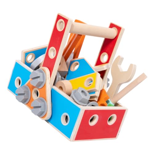 SAFIGLE 1 Satz pädagogisches Kinderspielzeug Lernspielzeug für den Haushalt Spielzeuge Nüsse Werkzeug Lernspielzeug interaktives Kinderspielzeug hölzern Hammer Werkzeugkasten von SAFIGLE